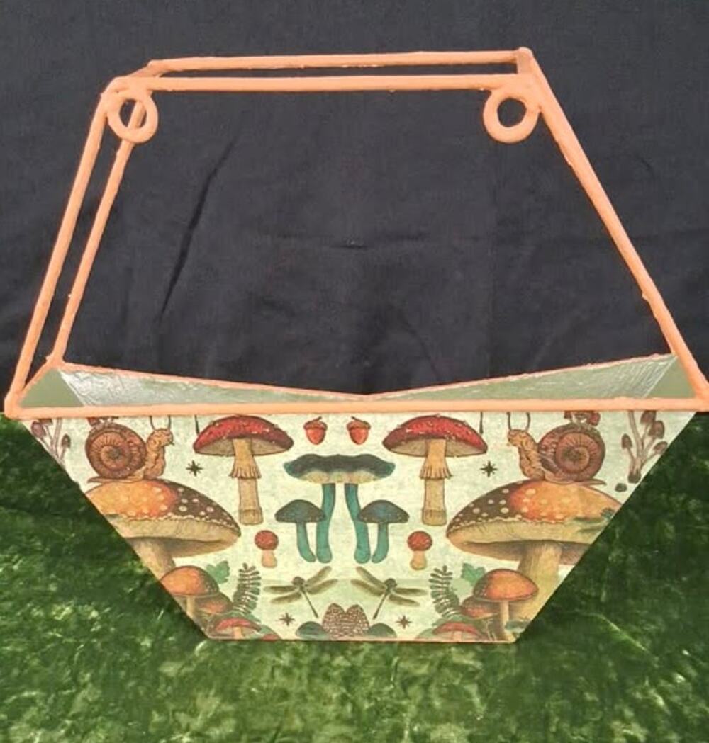 Handmade Mushroom 10.5" Geometric Wall Planter, Cottagecore Envelope Pocket